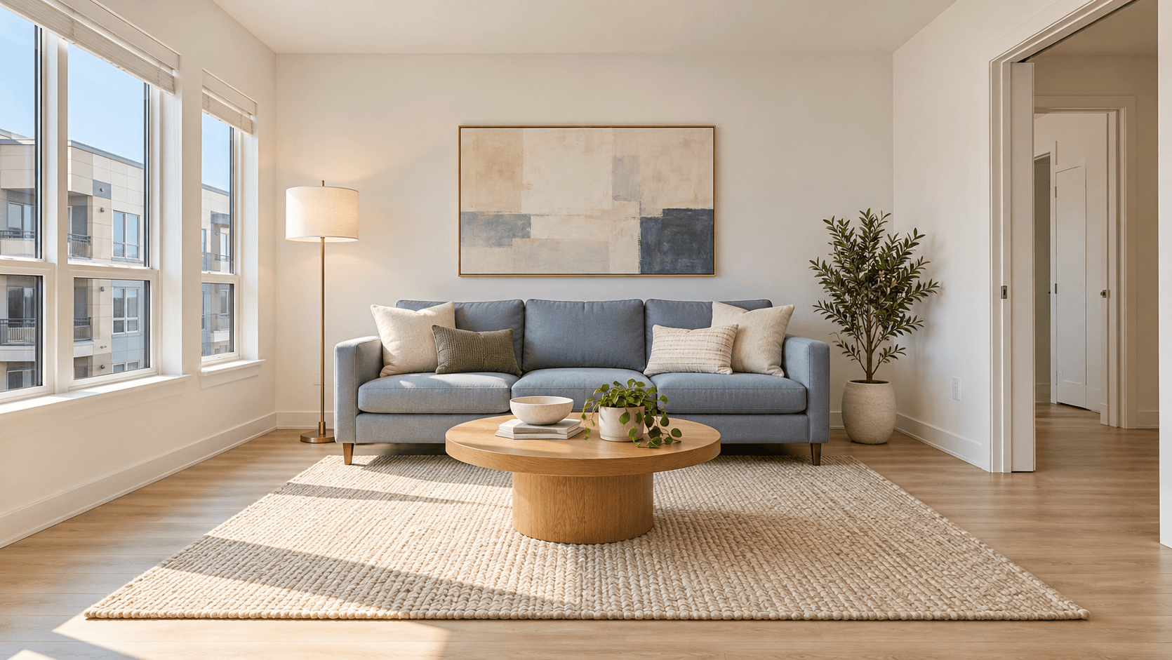 Virtually staged living room